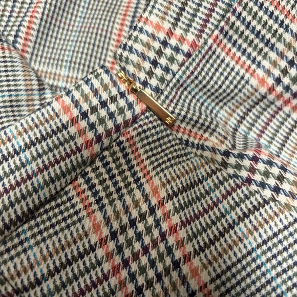 LAUREN Ralph Lauren 22% Wool Pleated A-Line Houndstooth Plaid Skirt Neutral - Picture 6 of 6